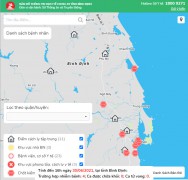 BẢN ĐỒ THÔNG TIN DỊCH TỄ COVID-19 TỈNH BÌNH ĐỊNH